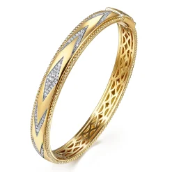 Discount Gabriel & Co. Beaded Closed Bangle Bracelet 14K Yellow Gold Diamond 0.35ct Bujukan