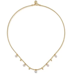 Sale Gabriel & Co. Beaded Layered Necklace Droplet 14K Yellow Gold Pearl Bujukan