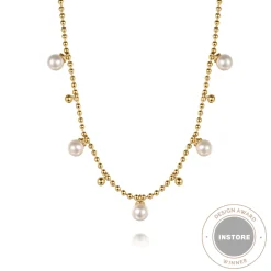 Sale Gabriel & Co. Beaded Layered Necklace Droplet 14K Yellow Gold Pearl Bujukan