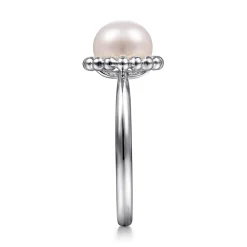 Clearance Gabriel & Co. Beaded Signet Ring 925 Sterling Silver Pearl Bujukan