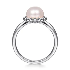Clearance Gabriel & Co. Beaded Signet Ring 925 Sterling Silver Pearl Bujukan