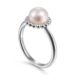 Clearance Gabriel & Co. Beaded Signet Ring 925 Sterling Silver Pearl Bujukan