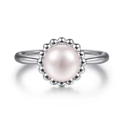 Clearance Gabriel & Co. Beaded Signet Ring 925 Sterling Silver Pearl Bujukan