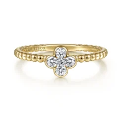 Outlet Gabriel & Co. Beaded Stackable Single Ring 14K Yellow Gold Diamond 0.2ct Bujukan