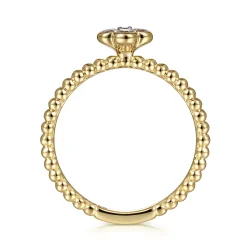 Outlet Gabriel & Co. Beaded Stackable Single Ring 14K Yellow Gold Diamond 0.2ct Bujukan