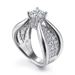 Gabriel & Co. Bebe - 14K White Gold Wide Band Round Diamond Engagement Ring