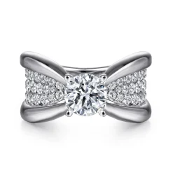Gabriel & Co. Bebe - 14K White Gold Wide Band Round Diamond Engagement Ring