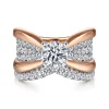 Hot Gabriel & Co. Bebe - 14K White-Rose Gold Wide Band Round Diamond Engagement Ring