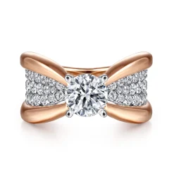 Hot Gabriel & Co. Bebe - 14K White-Rose Gold Wide Band Round Diamond Engagement Ring
