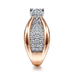 Hot Gabriel & Co. Bebe - 14K White-Rose Gold Wide Band Round Diamond Engagement Ring