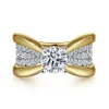 Discount Gabriel & Co. Bebe - 14K White-Yellow Gold Wide Band Round Diamond Engagement Ring