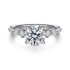 New Gabriel & Co. Belle - 14K White Gold Round Diamond Engagement Ring
