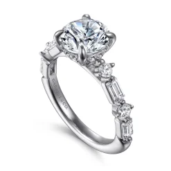 New Gabriel & Co. Belle - 14K White Gold Round Diamond Engagement Ring