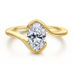 Hot Gabriel & Co. Bellisse - 14K Yellow Gold Bypass Oval Solitaire Diamond Engagement Ring