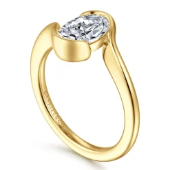 Hot Gabriel & Co. Bellisse - 14K Yellow Gold Bypass Oval Solitaire Diamond Engagement Ring