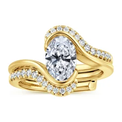 Hot Gabriel & Co. Bellisse - 14K Yellow Gold Bypass Oval Solitaire Diamond Engagement Ring