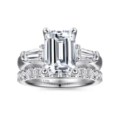 Best Gabriel & Co. Belma - 14K White Gold Emerald Cut Diamond Channel Set Engagement Ring