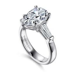 New Gabriel & Co. Belma - 18K White Gold Pear Shape Three Stone Diamond Engagement Ring
