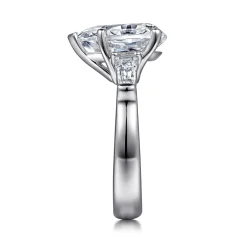 New Gabriel & Co. Belma - 18K White Gold Pear Shape Three Stone Diamond Engagement Ring