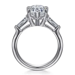 New Gabriel & Co. Belma - 18K White Gold Pear Shape Three Stone Diamond Engagement Ring
