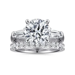 Online Gabriel & Co. Belma - 14K White Gold Round Three Stone Diamond Engagement Ring