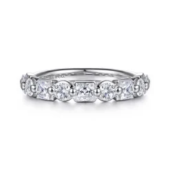 Online Gabriel & Co. Benadetta - 14K White Gold Prong Princess Cut and Round Diamond Anniversary Band - 1.25 ct