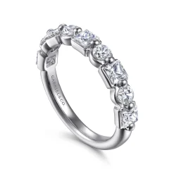 Online Gabriel & Co. Benadetta - 14K White Gold Prong Princess Cut and Round Diamond Anniversary Band - 1.25 ct