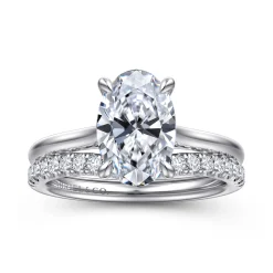 New Gabriel & Co. Bena - 14K White Gold Oval Solitaire Diamond Engagement Ring