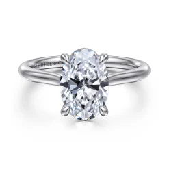 New Gabriel & Co. Bena - 14K White Gold Oval Solitaire Diamond Engagement Ring