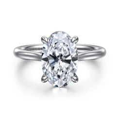 Discount Gabriel & Co. Bena - 14K White Gold Oval Solitaire Diamond Engagement Ring