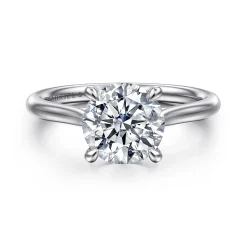 Hot Gabriel & Co. Bena - 14K White Gold Round Solitaire Diamond Engagement Ring
