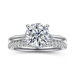 Hot Gabriel & Co. Bena - 14K White Gold Round Solitaire Diamond Engagement Ring