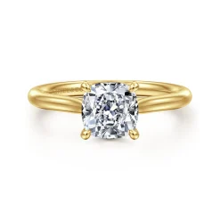 Clearance Gabriel & Co. Bena - 14K Yellow Gold Cushion Cut Solitaire Diamond Engagement Ring