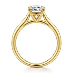 Clearance Gabriel & Co. Bena - 14K Yellow Gold Cushion Cut Solitaire Diamond Engagement Ring