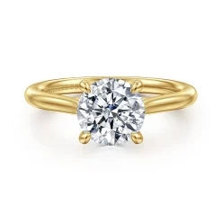 New Gabriel & Co. Bena - 14K Yellow Gold Round Solitaire Diamond Engagement Ring