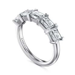 Gabriel & Co. Berta - 14K White Gold Emerald Cut Diamond Anniversary Band - 2 ct