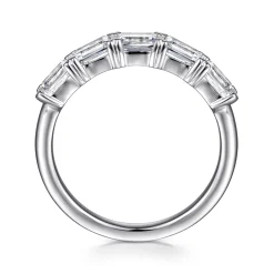 Clearance Gabriel & Co. Berta - 14K White Gold Prong Set Emerald Cut Diamond Anniversary Band - 1.55 ct