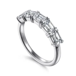 Clearance Gabriel & Co. Berta - 14K White Gold Prong Set Emerald Cut Diamond Anniversary Band - 1.55 ct