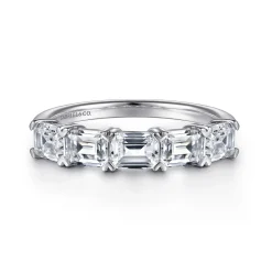 Clearance Gabriel & Co. Berta - 14K White Gold Prong Set Emerald Cut Diamond Anniversary Band - 1.55 ct
