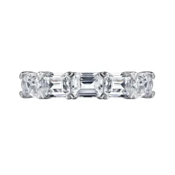 Clearance Gabriel & Co. Berta - 14K White Gold Prong Set Emerald Cut Diamond Anniversary Band - 1.55 ct
