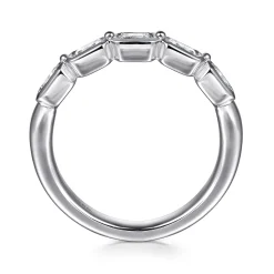 Hot Gabriel & Co. Beta - 14K White Gold Bezel and Prong Emerald Cut 5 Stone Diamond Anniversary Band - 0.8 ct