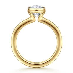 Gabriel & Co. Bethanne - 14K Yellow Gold Half Bezel Oval Solitaire Diamond Engagement Ring
