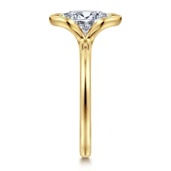 Gabriel & Co. Bethanne - 14K Yellow Gold Half Bezel Oval Solitaire Diamond Engagement Ring