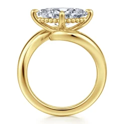 New Gabriel & Co. Bettie - 14K Yellow Gold Bypass Marquise Shape Diamond Engagement Ring