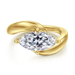 New Gabriel & Co. Bettie - 14K Yellow Gold Bypass Marquise Shape Diamond Engagement Ring