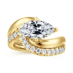 New Gabriel & Co. Bettie - 14K Yellow Gold Bypass Marquise Shape Diamond Engagement Ring