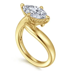 New Gabriel & Co. Bettie - 14K Yellow Gold Bypass Marquise Shape Diamond Engagement Ring
