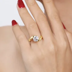 Clearance Gabriel & Co. Bettie - 14K Yellow Gold Bypass Round Diamond Engagement Ring