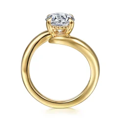 Clearance Gabriel & Co. Bettie - 14K Yellow Gold Bypass Round Diamond Engagement Ring