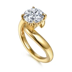 Clearance Gabriel & Co. Bettie - 14K Yellow Gold Bypass Round Diamond Engagement Ring